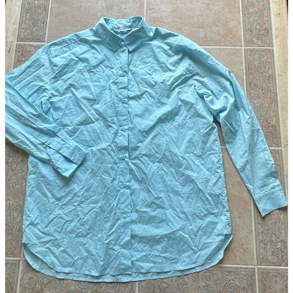 New with defects! & Other Stories‎ Aqua blue shirt Women Oversized 4 - Picture 1 of 11